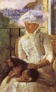 Mary Cassatt Susan on a Balcony Holding a Dog oil painting